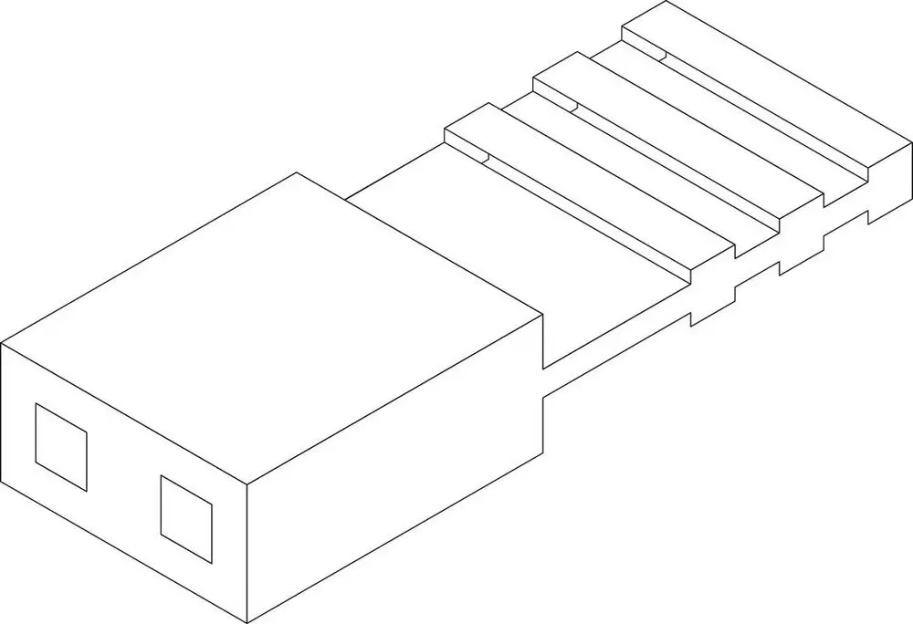BOSCH Jumper mit einer flachen, rechteckigen Verbindung und mehreren Kontakten auf einer Seite, verwendet in elektrischen Schaltungen und Verbindungselementen.